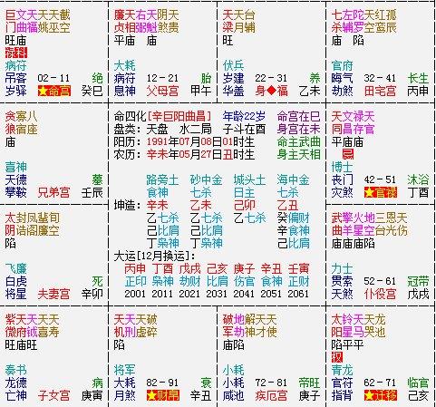 八字命盤主星的意思