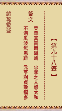 諸葛神籤 第98籤