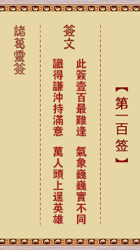 諸葛神籤 第100籤