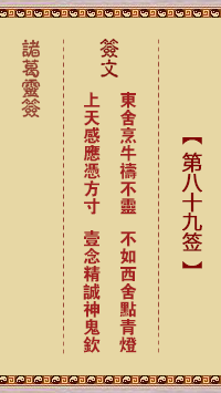 諸葛神籤 第89籤
