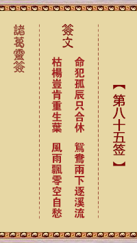 諸葛神籤 第85籤