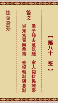 諸葛神籤 第81籤