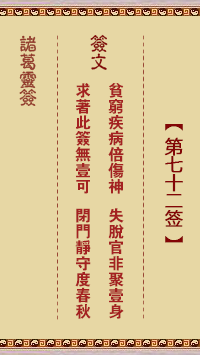 諸葛神籤 第72籤