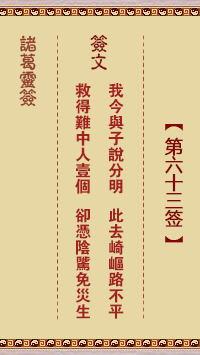 諸葛神籤 第63籤