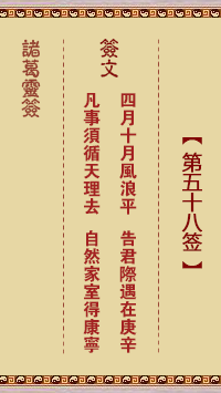 諸葛神籤 第58籤