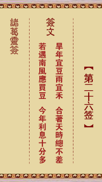 諸葛神籤 第26籤