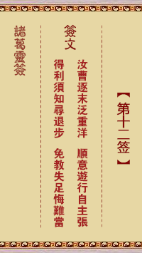 諸葛神籤 第12籤