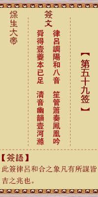 保生大帝靈籤 第59籤：律、【用兌卦】