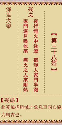 保生大帝靈籤 第38籤：夜、【用家人卦】