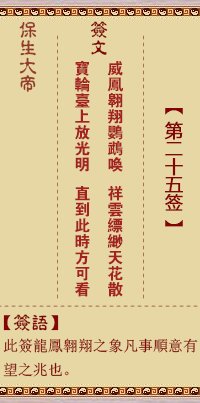 保生大帝靈籤 第25籤:威、【用復卦】