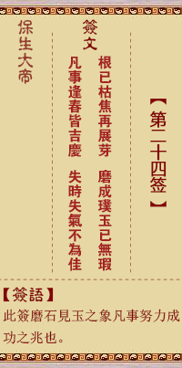 保生大帝靈籤 第24籤：根、【用剝卦】