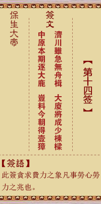 保生大帝靈籤 第14籤：濟、【用同人卦】