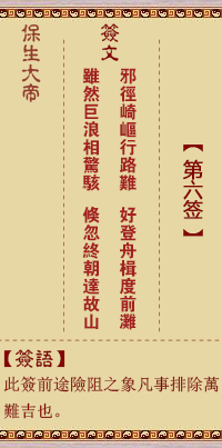 保生大帝靈籤 第6籤：邪、【用需卦】