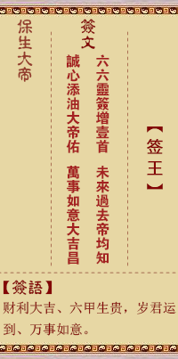 保生大帝靈籤 第0籤 籤王