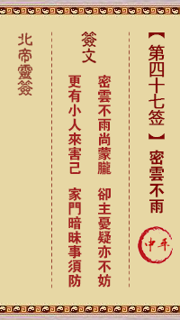 北帝靈籤 第47籤:密雲不雨 中平
