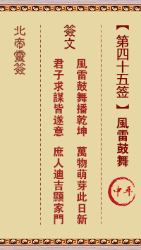 北帝靈籤 第45籤:風雷鼓舞 中平