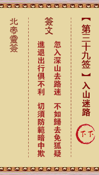 北帝靈籤 第39籤:入山迷路 下下