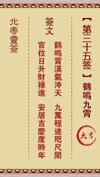 北帝靈籤 第35籤:鶴鳴九霄 大吉