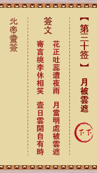 北帝靈籤 第30籤:月被雲遮 下下