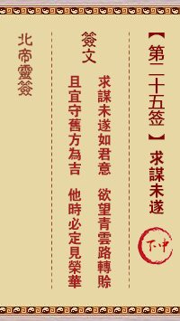 北帝靈籤 第25籤:求謀未遂 下中
